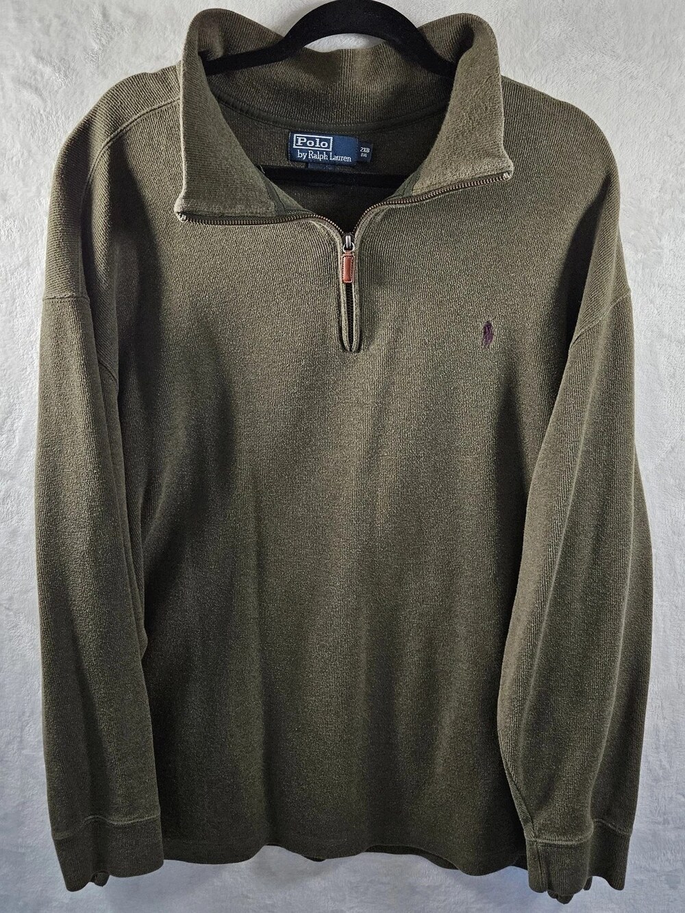 Polo Ralph Lauren 1/4 Zip Pullover Sweater Olive Green Men's Size 2XB Preppy
